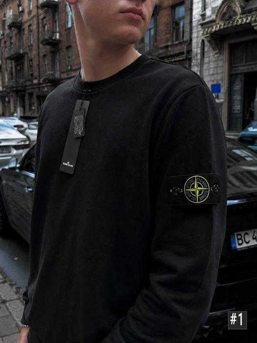 XS S M L XL / Черный Свитшот Stone Island / Толстовка Стон Айленд Чорна
