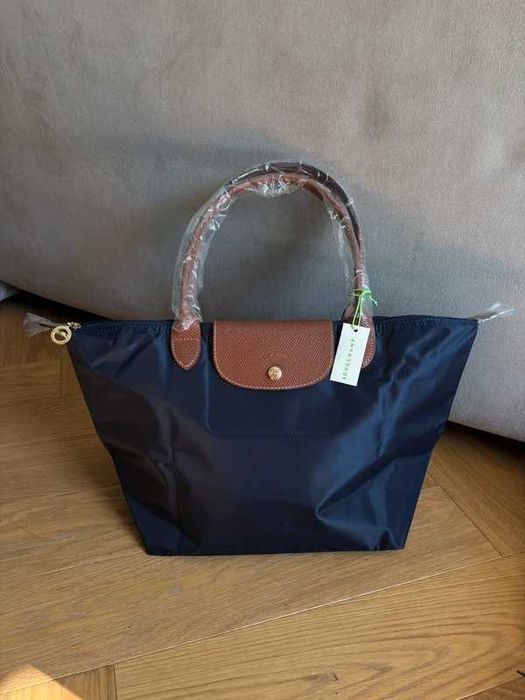 Torba Damska"Longchamp_Le_Pliage_Nylon_Skóra_Navy blue