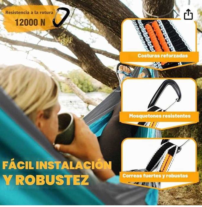 Rede de Descanso  XL 300 × 200 cm NOVA Ultra leve -  Camping Hammock