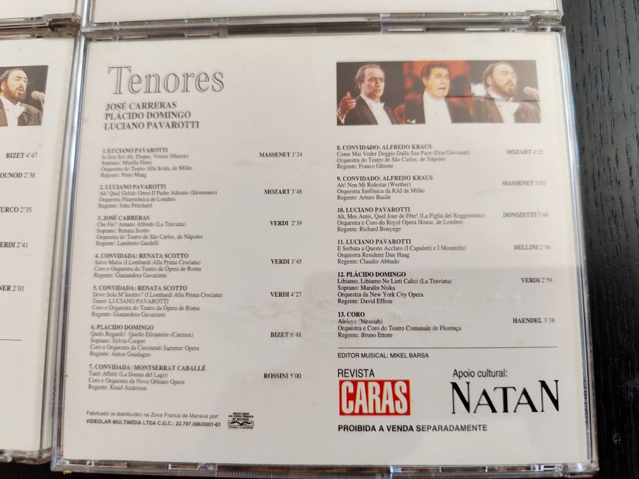 Lote de 6 CDs - Tenores (Pavarotti / Plácido / Carrreras)