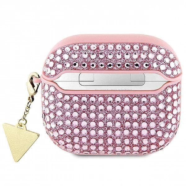 Etui Guess Rhinestone Triangle Charm na AirPods 3 - różowe