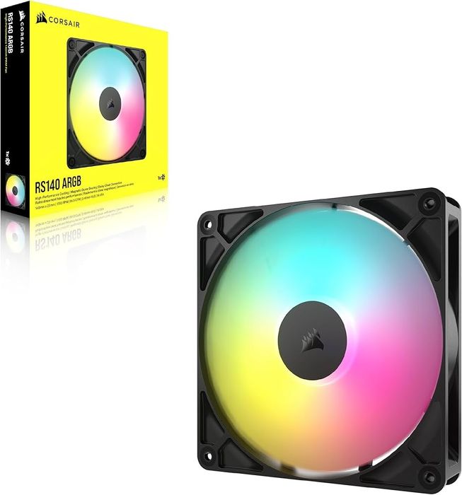 Ventoinha/Fan PC 140mm Corsair 2100RPM RS140 ARGB 4 Pinos PWM Preta