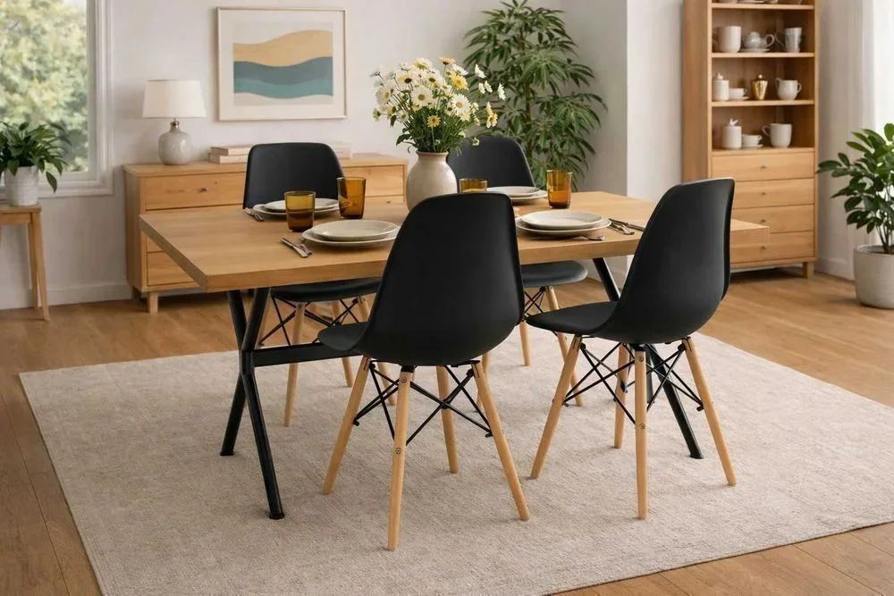 NOWY Stół Loftowy 120x80 lub 140x80 cm z Krzesłami do Salonu Kuchni Jadalni Drewniany Gruby Blat 3 cm Stół i Krzesła Kuchenny Dębowy Metalowy OKAZJA!