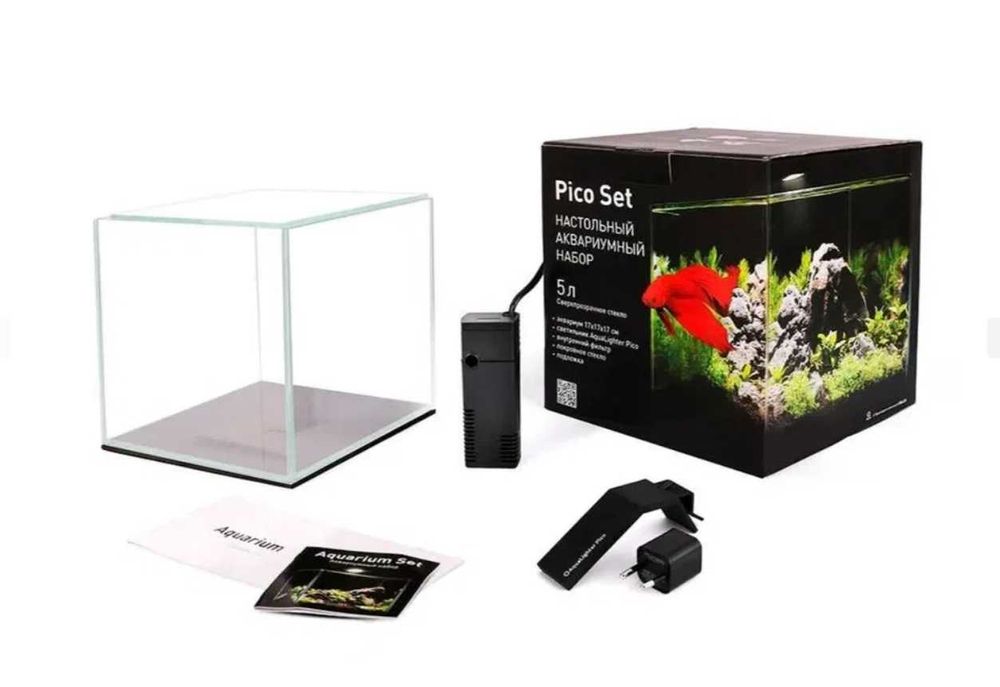 Нано акваріум 5,10 л, акваріумний набір Pico Set для півника/креветок