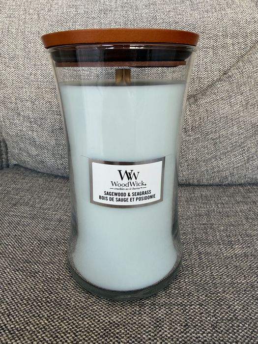 Свічка Woodwick Sagewood & Seagrass Evergreen Cashmere 610g велика