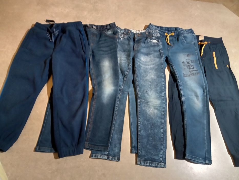 Zestaw spodni jeansy dresy 122
