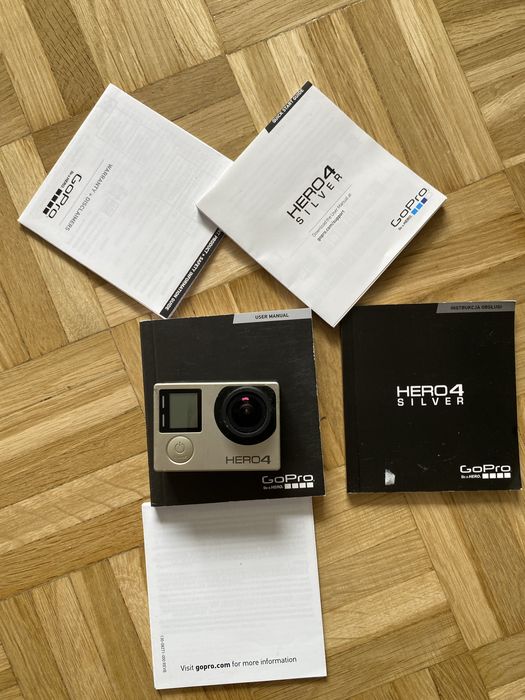 GoPro HERO4 Silver uszkodzona kamera sportowa z instrukcjami i dokumentacją
