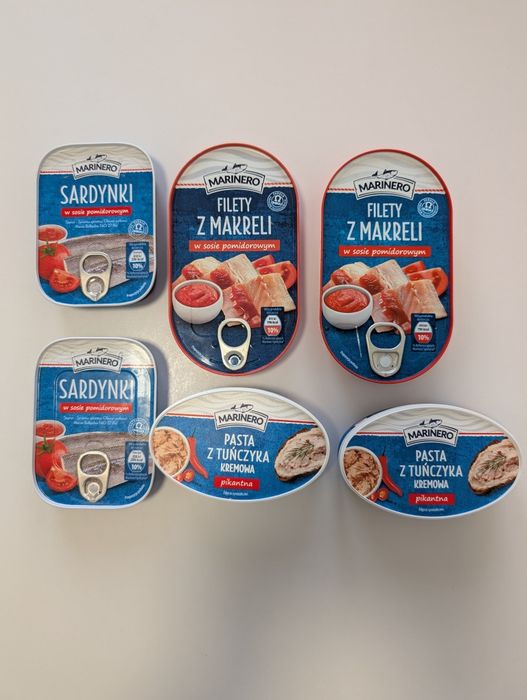 Filet z makreli, pasta z tuńczyka, sardynki