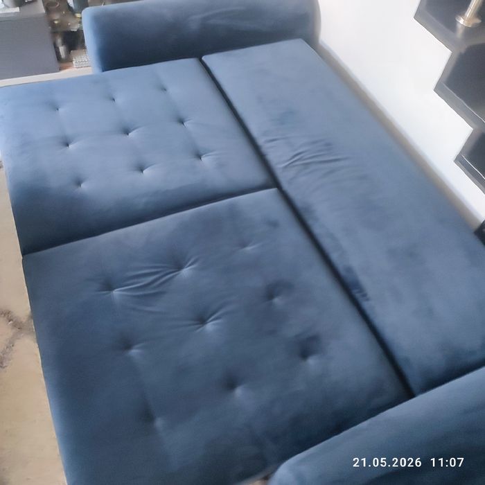 Kanapa rozkładana sofa granat welur