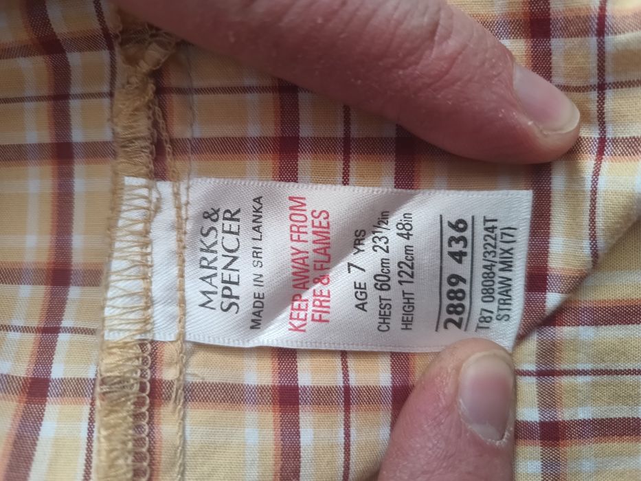 Koszula w kratę z krótkim rękawem r.122/128