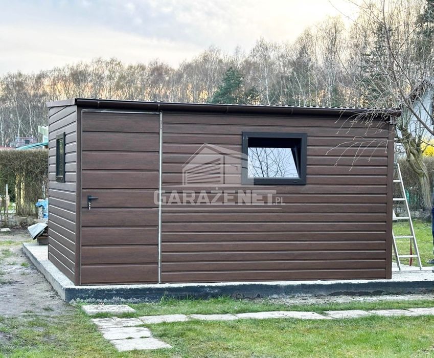 DOMEK OGRODOWY SCHOWEK 4X3 M Spad W Przód Drzwi 2X Okno - Rynny DG423