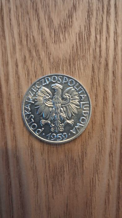 moneta 5 zł z rybakiem z 1959 stan bardzo dobry