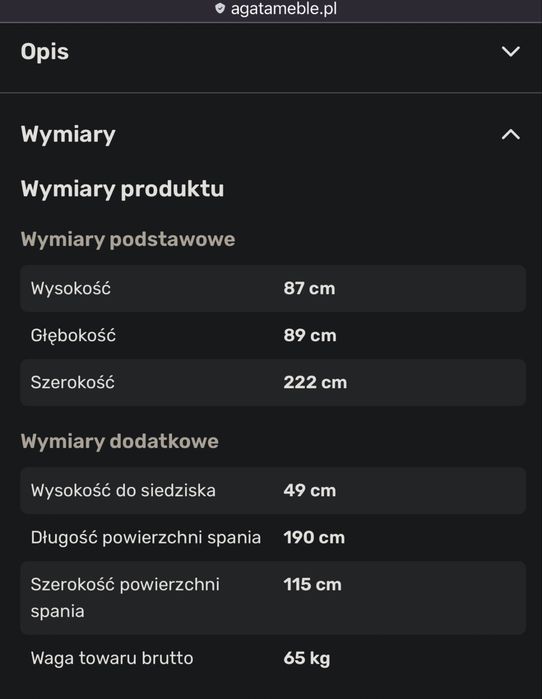 Kanapa welurowa z funkcją spania