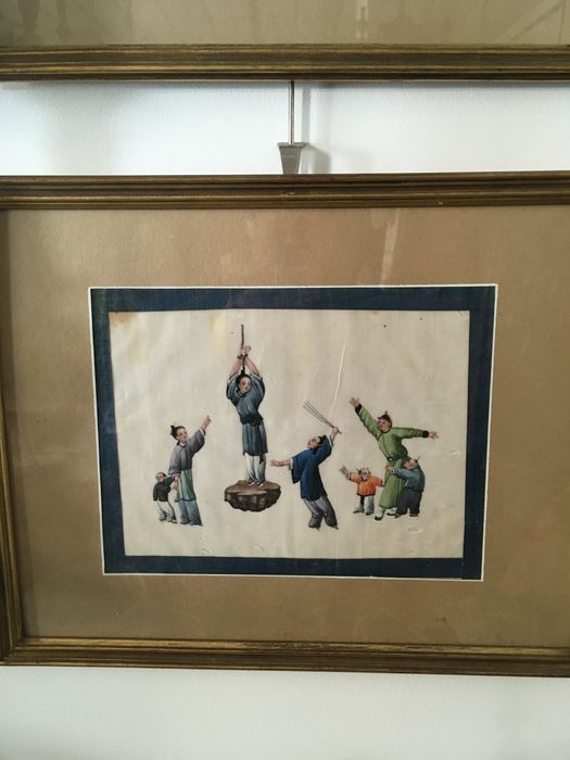 Quadros antigos pintura chinesa em papel de arroz
