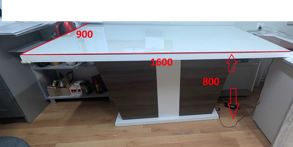 Piękny stół ze szklanym blatem 160 cm x 90 cm OKAZJA