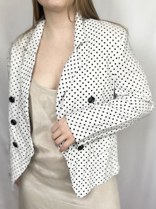 Dwurzędowy vintage żakiet w groszki 70s 80s classic set