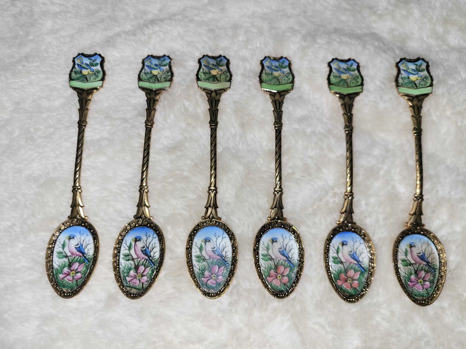 Łyżeczki emaliowane Ptaszki/ kolekcjonerskie