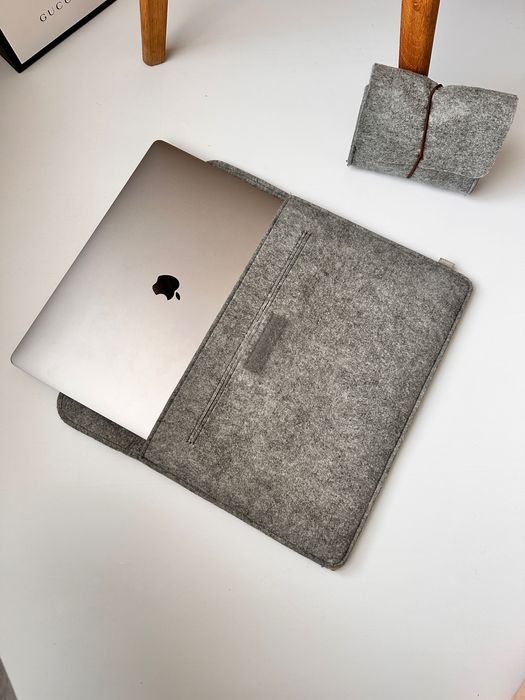 Futeral do Macbook Pro 15 slim filcowy szary z kiszeniami etui
