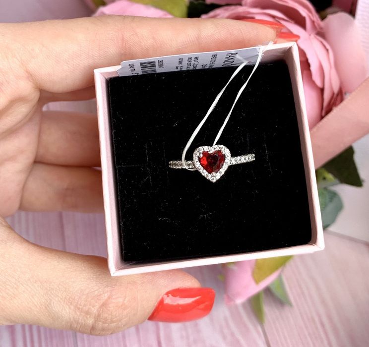 Пандора pandora каблучка червоне серце кольцо