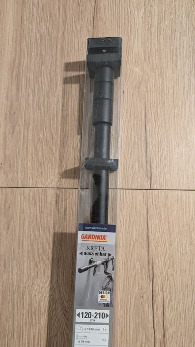 Karnisz rozkładany Gardinia Kreta 120-210 cm, czarny mat
