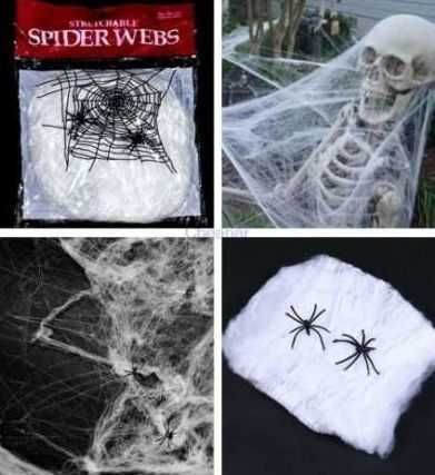 Декоративная искусственная паутина с паучками для украшения Хеллоуин