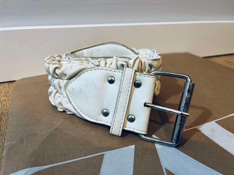 Bialy pasek retro marszczony vintage oldschool