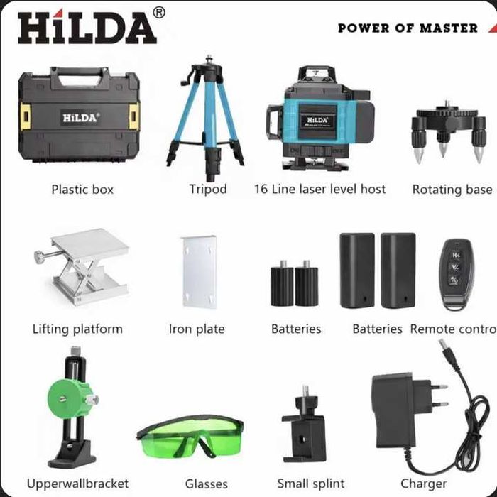 NEW 2026! Лазерний рівень Hilda 4D PREMIUM!