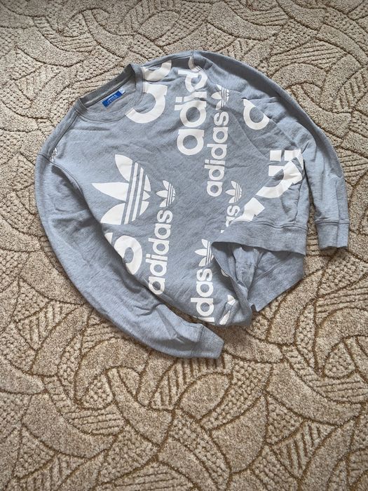 Серый винтажный  оригинальный свитшот кофта худи adidas адидас адик