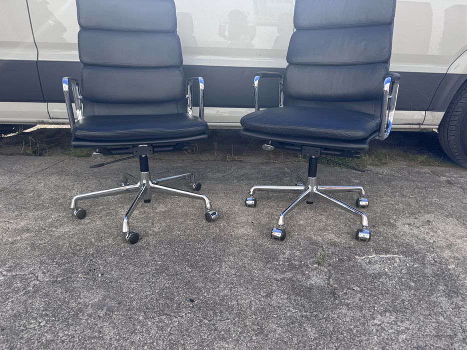 2x fotel biurowy Vitra ea 219 czarna skóra