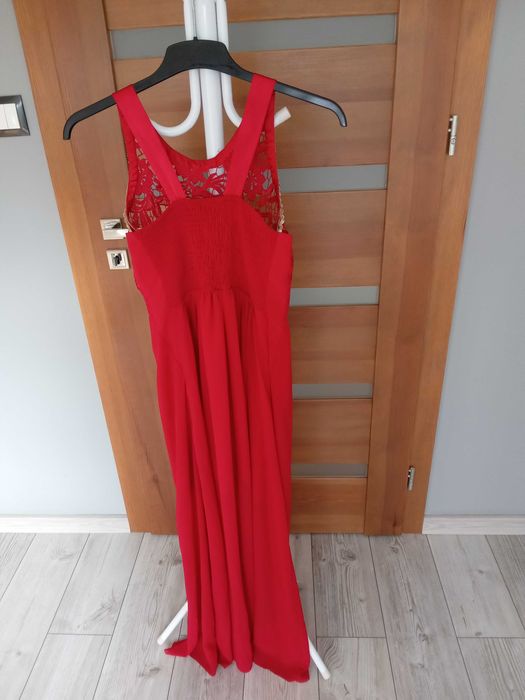 Eva&Lola sukienka balowa L / 40  czerwona długa z rozcięciem