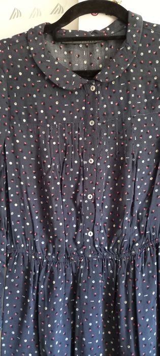 Vestido azul escuro, verão e meia estação - L - Zara