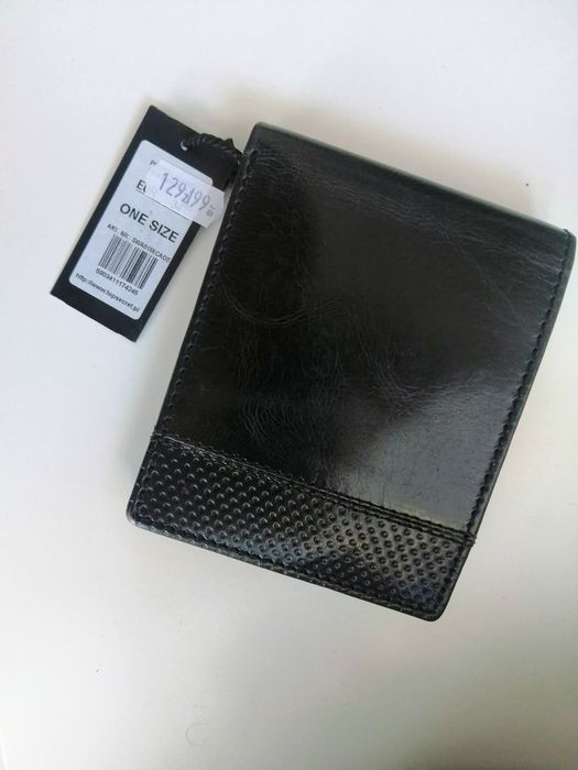 Skórzany portfel męski czarny nowy 10x12,5cm TOP SECRET