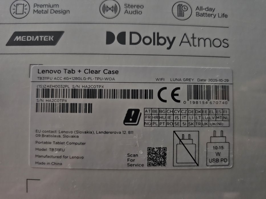 Tablet lenovo tab +clear case