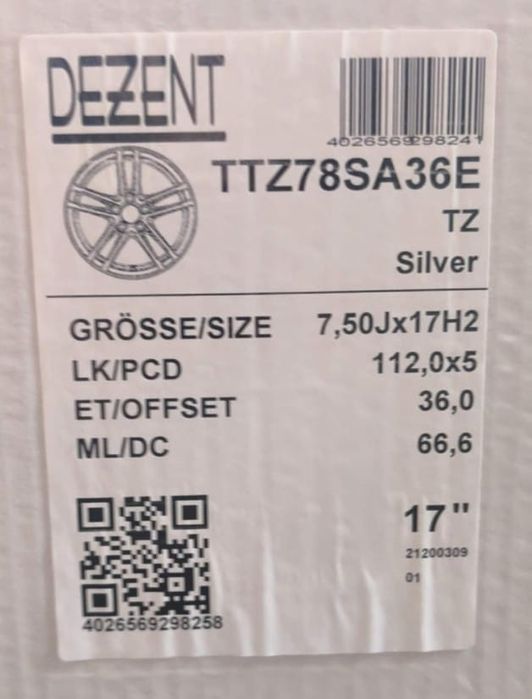 Alufelgi DEZENT 17” 5x112 ET36 – nowe. Audi, VW, Skoda, Mercedes