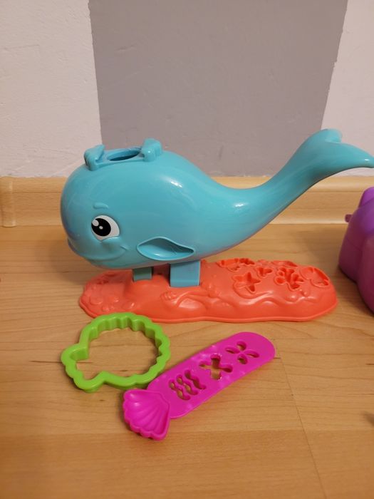 6) Zestaw Play Doh toster maszyna do lodów hipopotam dentysta wieloryb