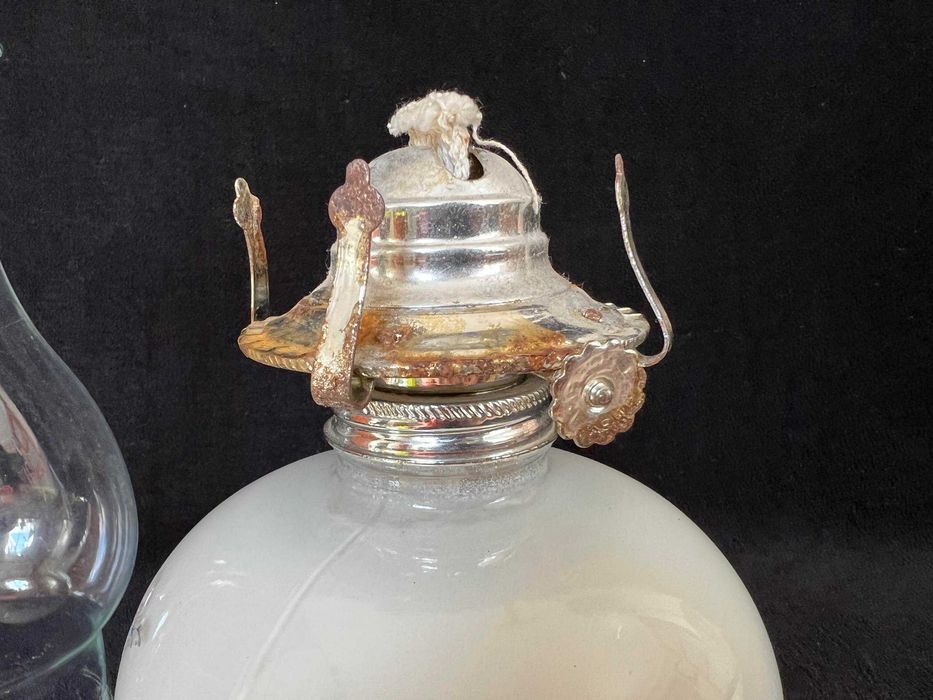Lampa Naftowa Ceramika Vintage Antyk