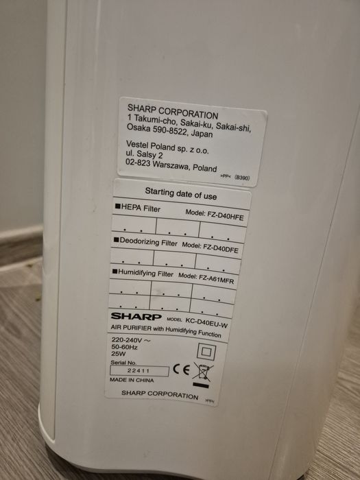 Oczyszczacz powietrza SHARP kc-d40euw