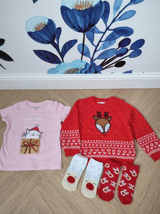 Sweter bluzeczka skarpety świąteczne, Fox&Bunny, Reserved, rozmiar 92.