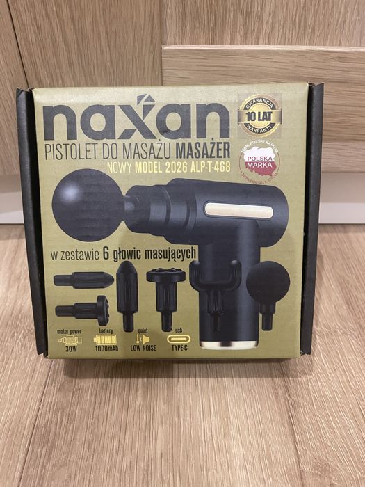 Masażer pistolet 6 końcówek kabel USB-C