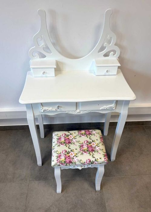 SONGMICS RDT04W Toaletka Z Taboretem Biała