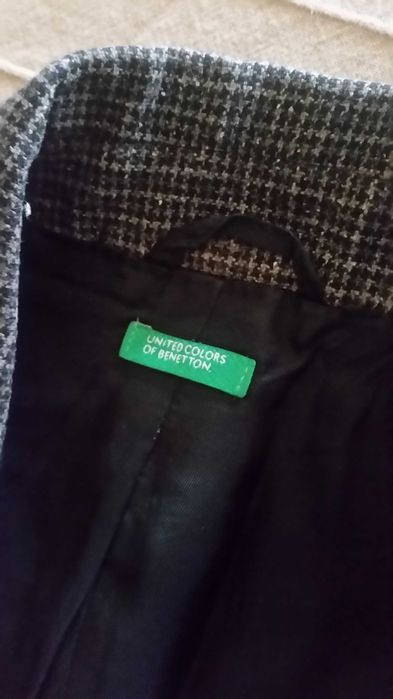 Marynarka Benetton elegancka krata modna ciepła roz. S