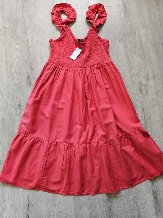 Sukienka  na lato różowa koralowa bawełniana  New Look rozm. 48 4xl