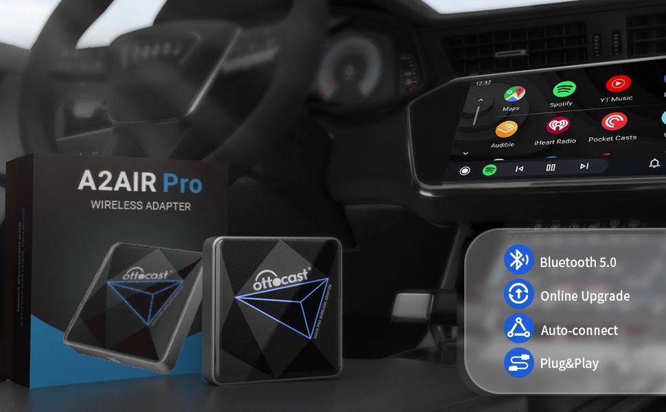 Ottocast A2air Pro Adaptador para Android Auto Bluetooth NOVO