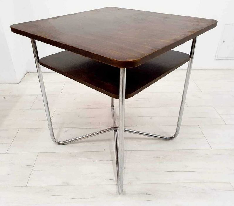 Stolik Art Deco Bauhaus Jindrich Halabala Chrom