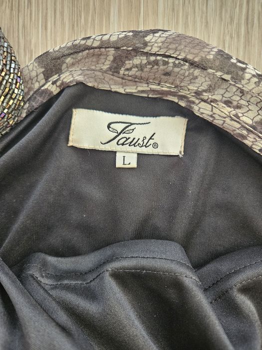 Vestido de alças e missangas em padrão cobra - L