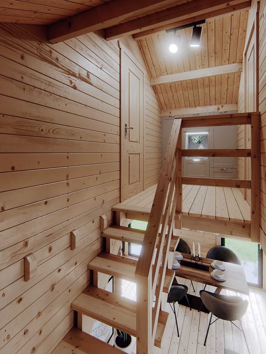 Drewniany domek letniskowy Horyzont 65 + 21 m2 - ROD, ośrodek wypoczyn