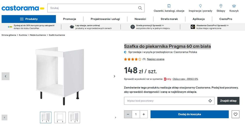 Szafka do piekarnika Pragma 60 cm biała