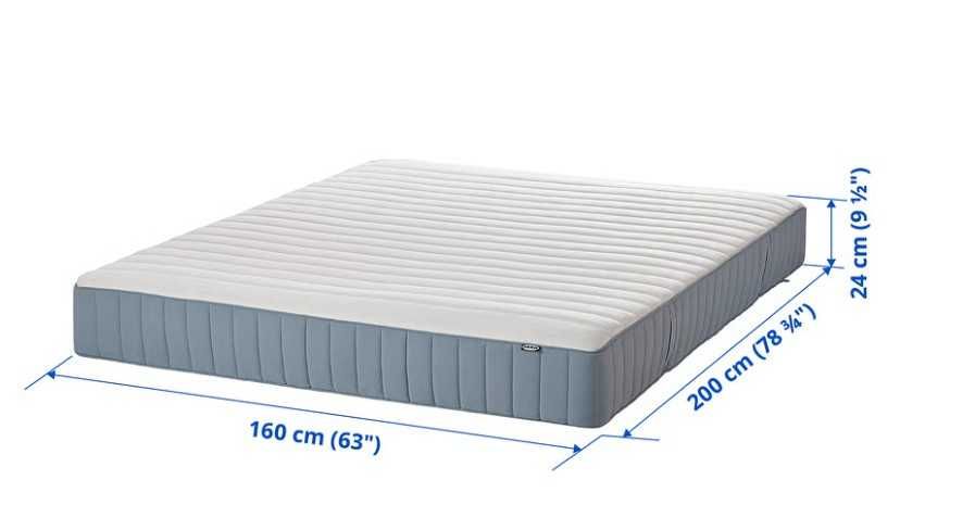 VALEVÅG Colchão molas ensacadas, firme, 160x200 – Como Novo