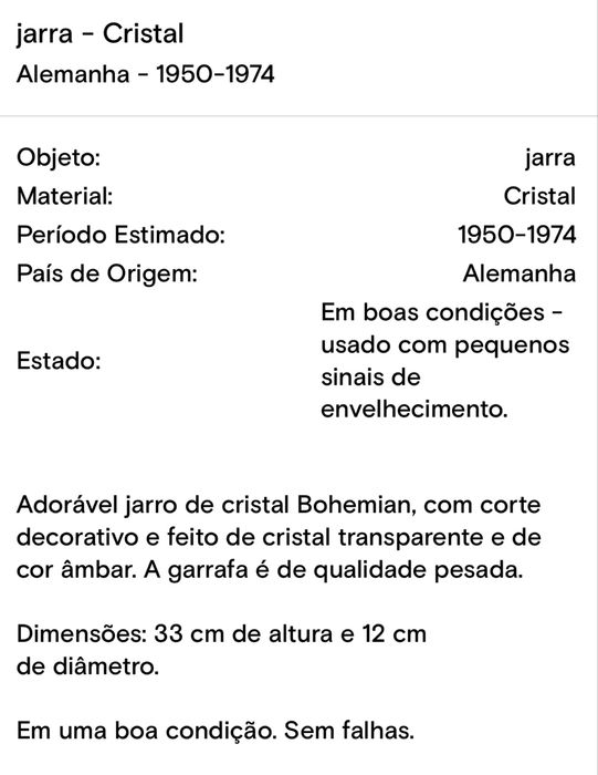 Jarra de vidro antiguidade x