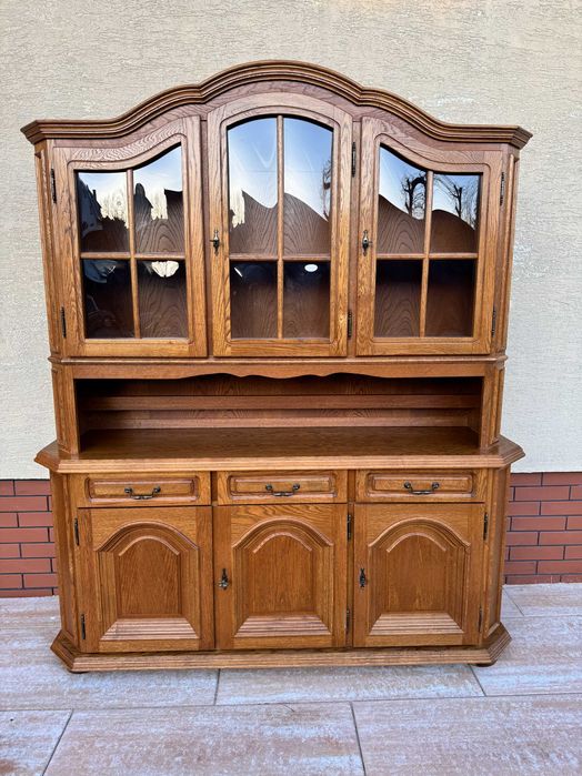 Witryna dębowa kredens regał biblioteka meble kuchenne komoda szafa st